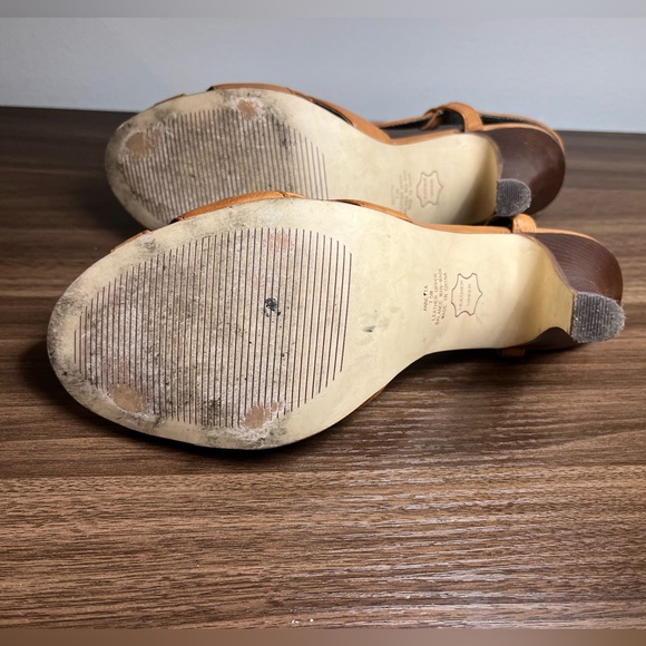Steve Madden Y2K Annetta Strap Tan Brown Leather Sandals Heels, Buckle Size 7.5 - Picture 6 of 11